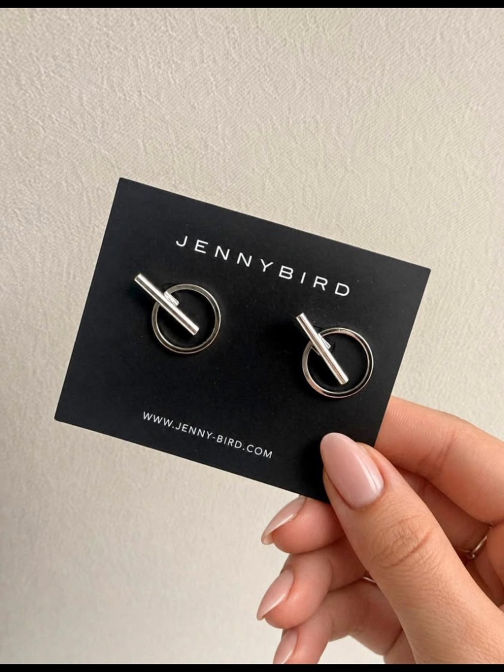 Jenny Bird Silver Geometric Circle Bar Stud Earrings